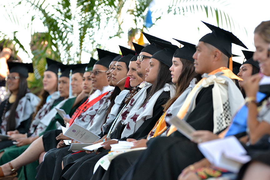 Students sitting at commencement