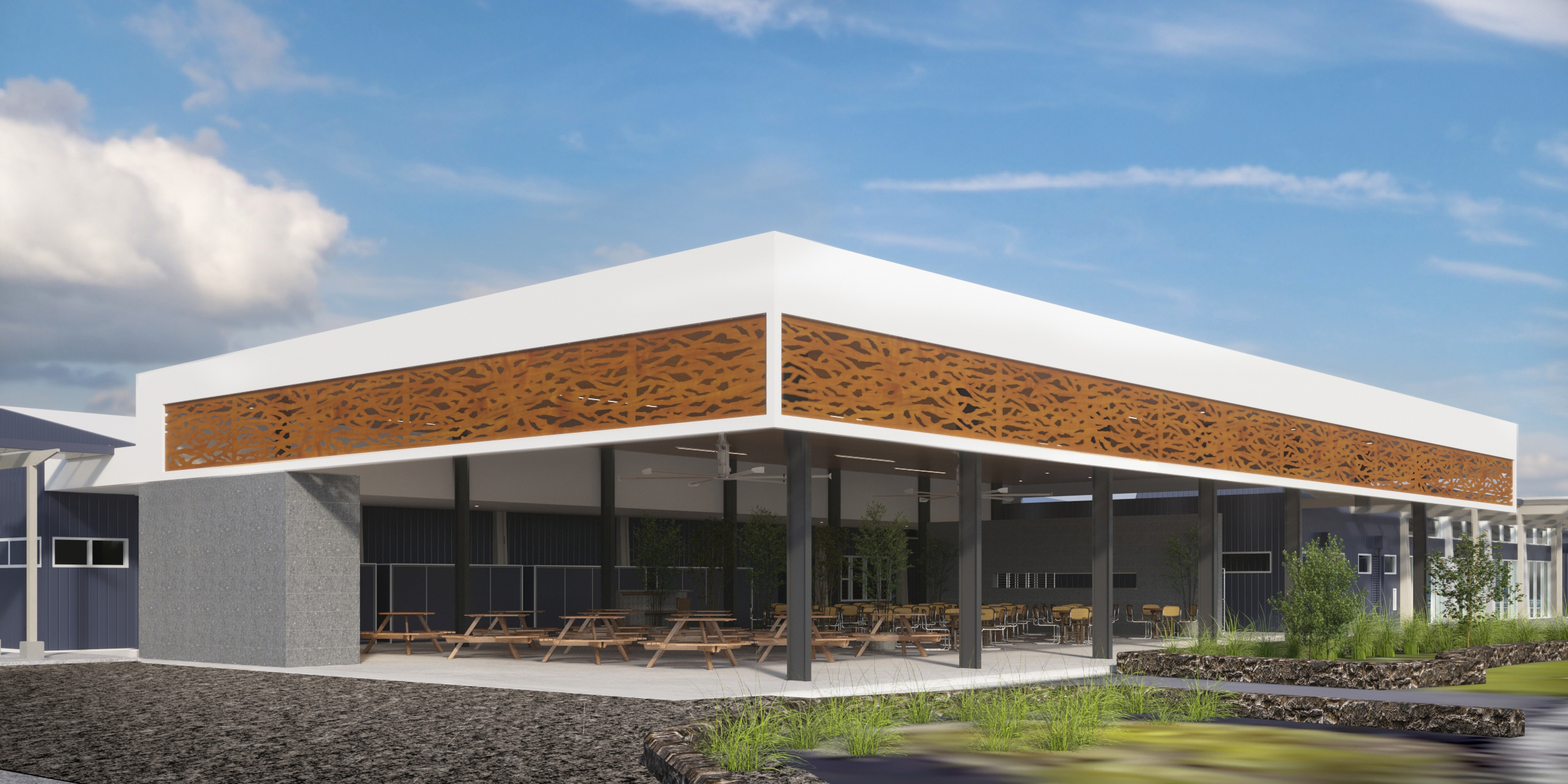 An rendering of what the lanai project at Hawai'i Community College – Pālamanui will look like when complete. 