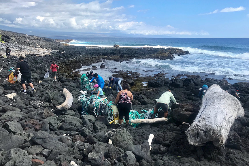 Group photo of students working