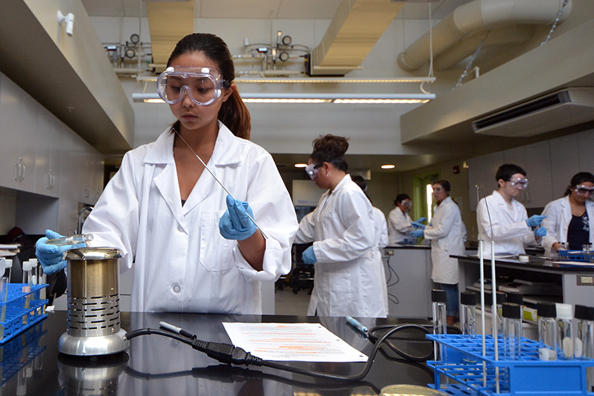Student working in a lab