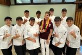 President Hensel with culinary students