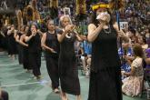 Trina Nahm-Mijo was in the first cohort of the Kūkū`enas, a mixed group of faculty, staff, and students started by Dr. Taupōouri Tangarō in 2009 to assist in Hawaiian protocols like Kīpaepae, pictured here at 2016 Hawai'i CC Graduation.